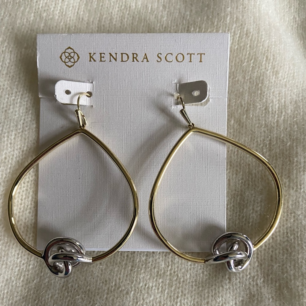 Kendra Scott Presleigh Hoop Earrings Two Tone Silver and Gold Knots